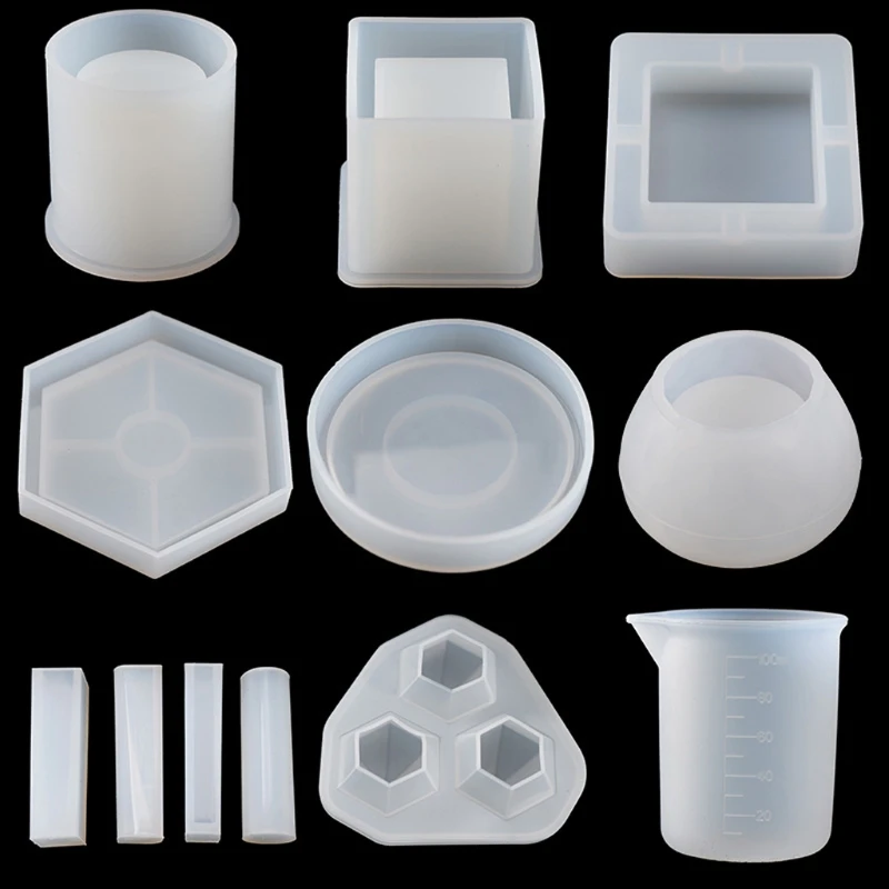 

41Pcs DIY Coaster Cup Pen Soap Candle Holder Resin Molds Ashtray Flower Pot Pendant Resin Casting Molds Kit Art Molds