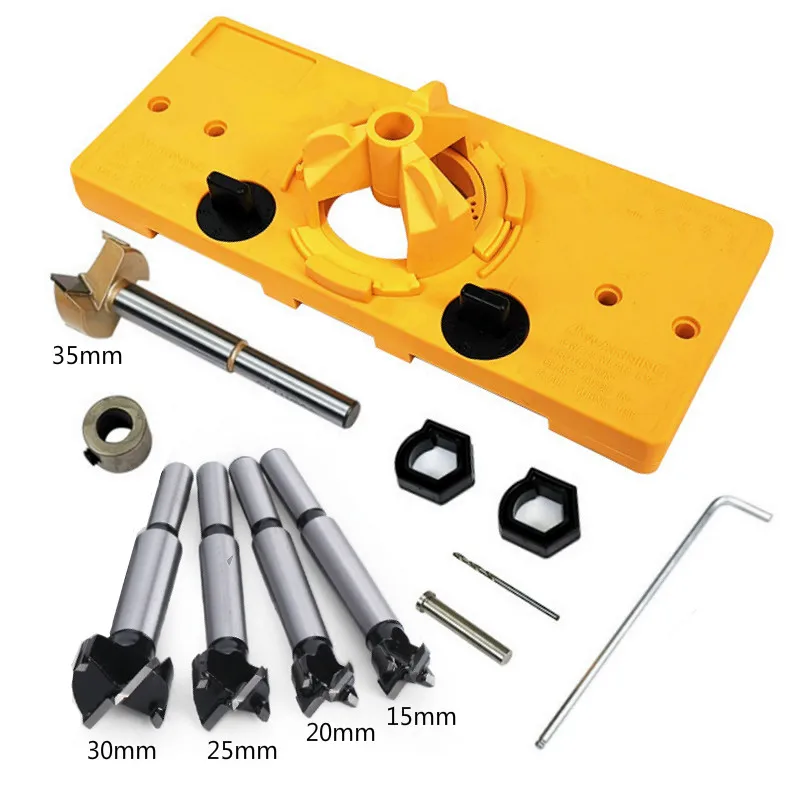 

15mm-35mm Cup Style Hinge Jig Boring Hole Drill Guide Forstner Door Hole Template Wood Cutter Carpenter Woodworking Tools