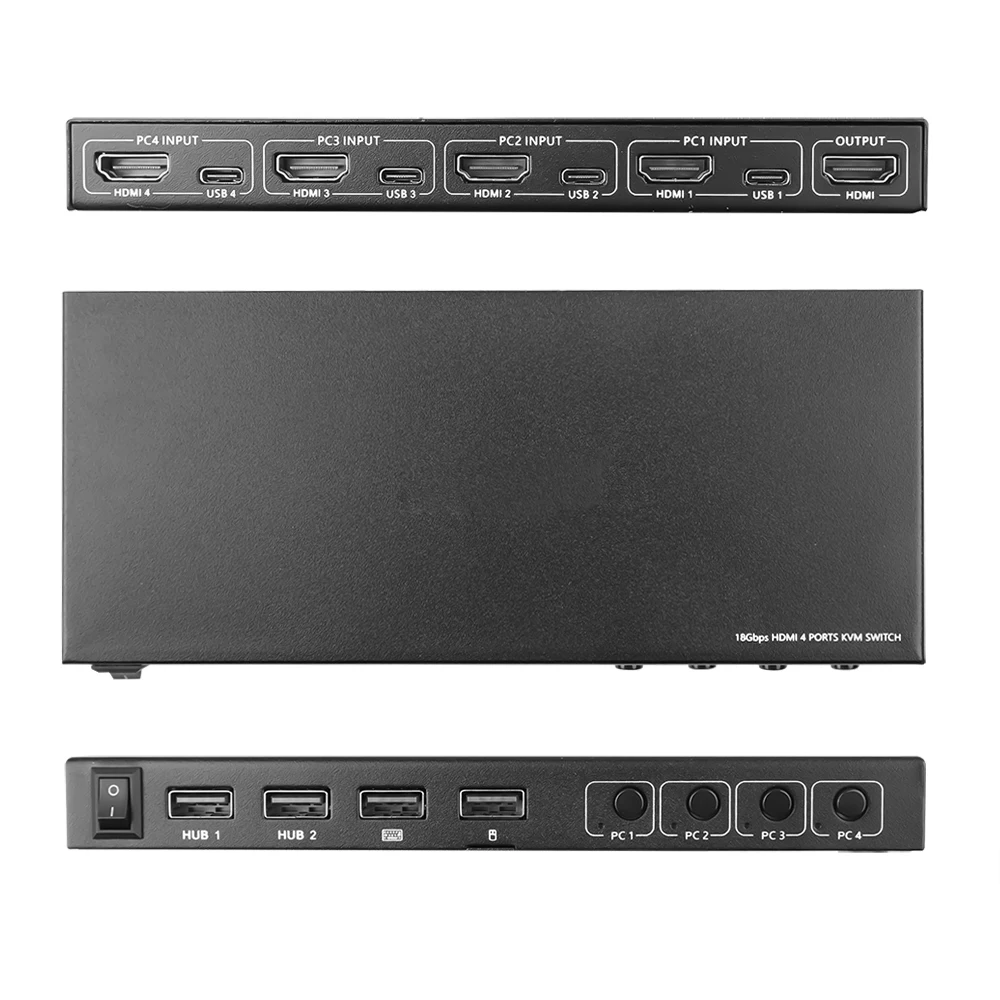 USB KVM коммутатор с 2/4 портами 4K разветвитель для совместного использования