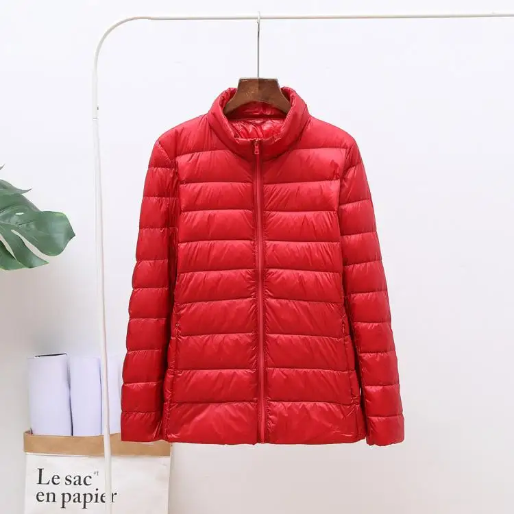 style2 red Ультра легкие куртки на утином пуху 90%, Женское зимнее пальто с капюшоном, теплая тонкая куртка с длинными рукавами 8XL, большие размеры, Женская Куртка jaqueta feminina - Цвет: style2 red