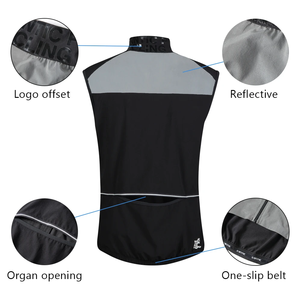 Santic для мужчин весна и осень ветрозащитный светоотражающий жилет велоспорта на