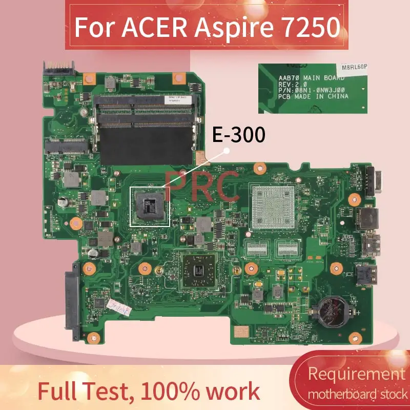 ACER Aspire 7250 E-300 Laptop Motherboard Mainboard AAB70 REV.2.0 DDR3 image 2