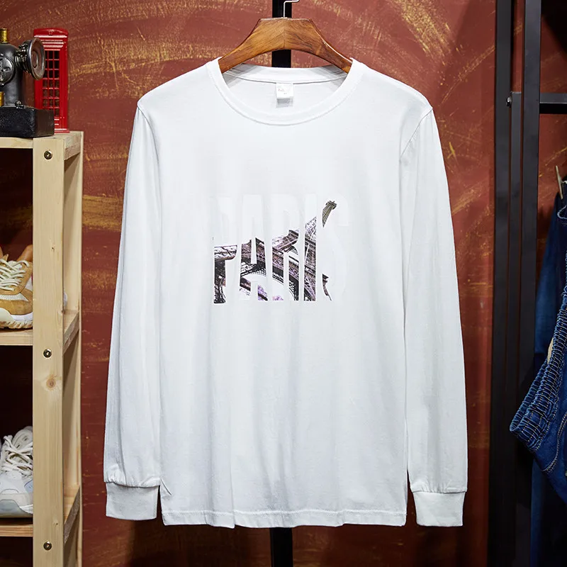 Мужская свободная футболка с длинным рукавом Повседневная хлопковая Футболка