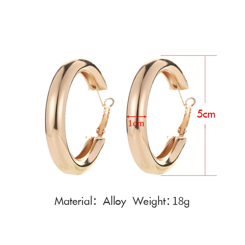 Simple Trendy Gold Color Geometric Round Big Hoop Earrings for Women Statement Silver Plated Loop Jewelry Oorbellen | Украшения и