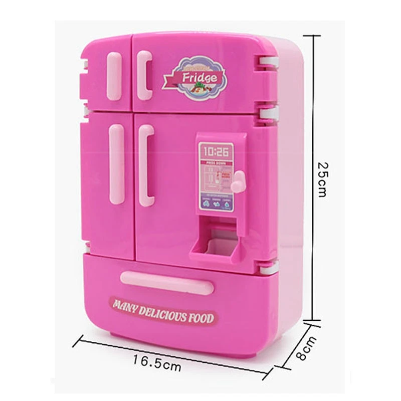 

Pretend Play Toy Set Simulation Double Refrigerator Vending Machine Toys Kids Kitchen Food Toy Mini Play House Toys