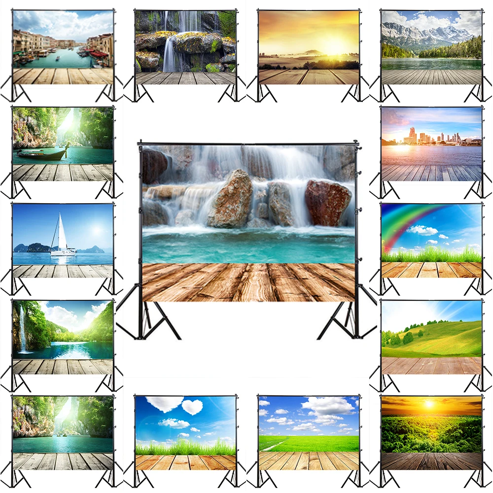 

WHISM Modern Landscape Series Photography Backdrops Props Vinyl Wooden Board Photo Background Cloth Home Decor 150*225cm