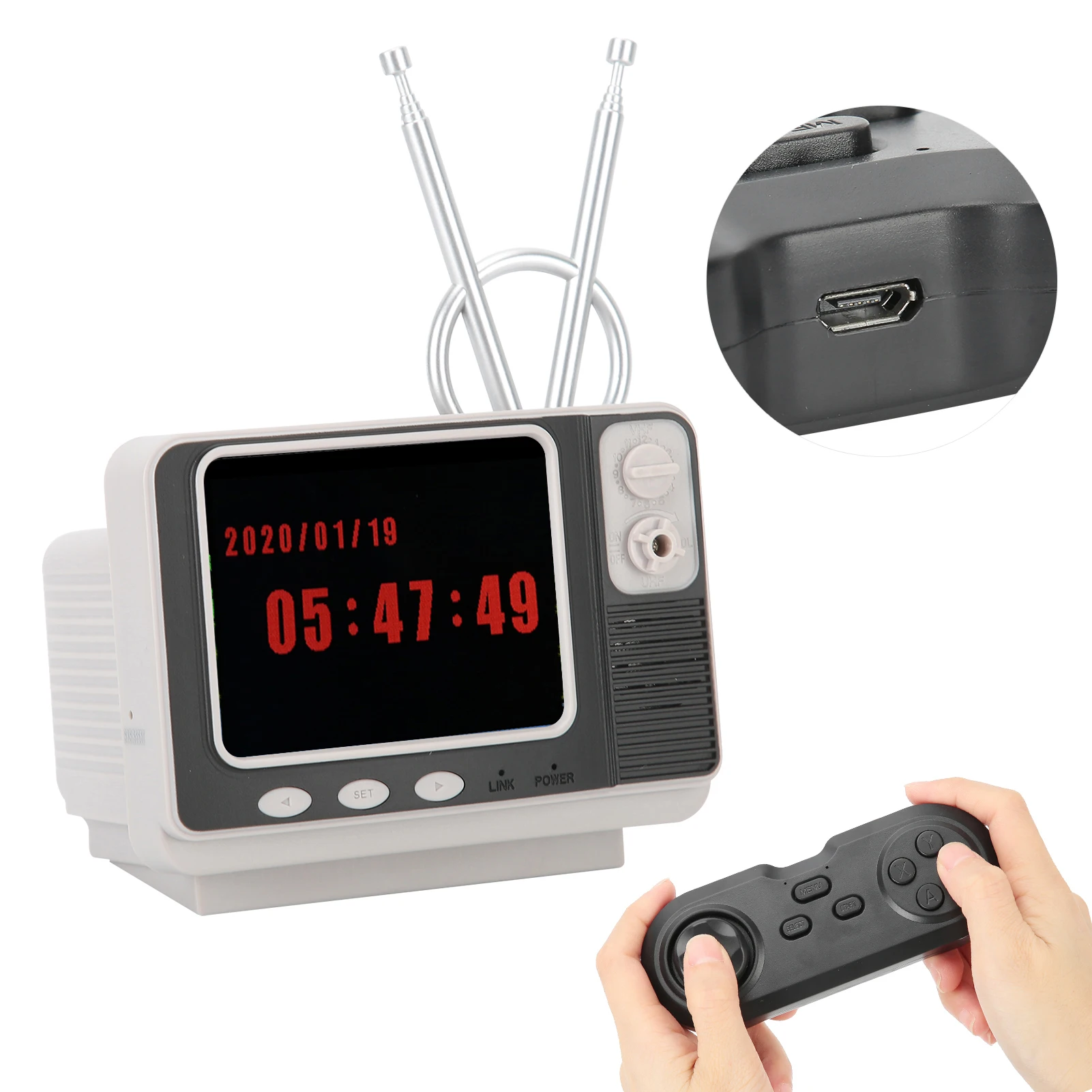 

Bookshelf Retro TV Game Console Portable Double Player Gamepad Wireless Classical 108 Games TV Game Console(With Battery)