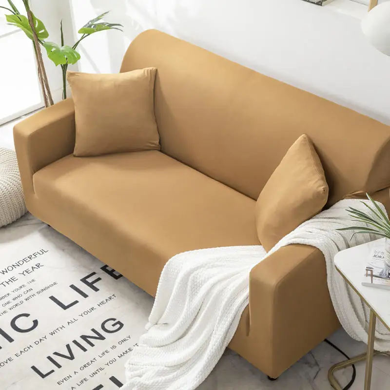 

Elastic Solid Color Slipcovers Spandex Tight Wrap All-inclusive Corner Sofa Cover Living Room Stretch Couch Covers 1/2/3/4 Seats