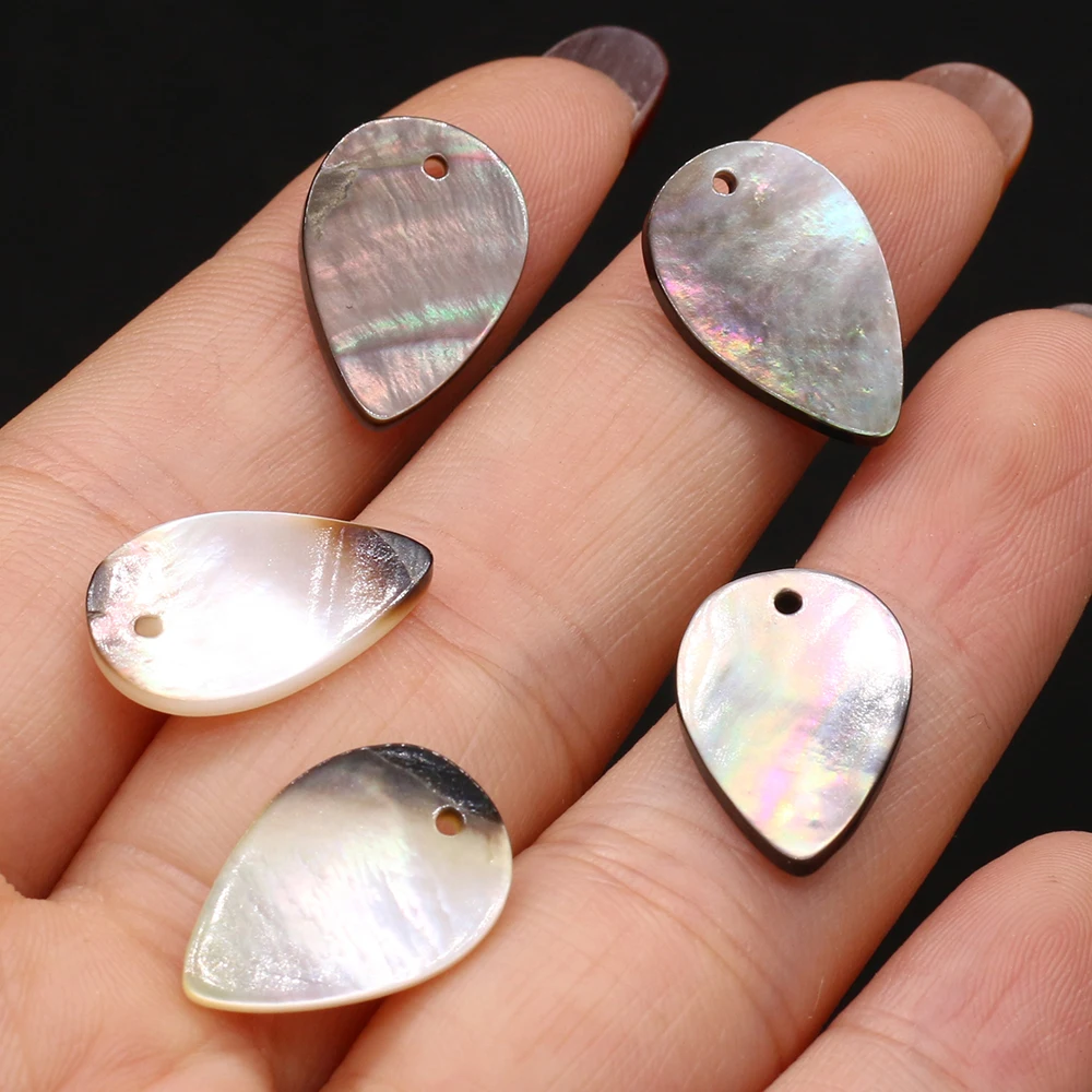 

Natural Freshwater Black Shell Water Droplet Shape Bead Pendant Making Necklace Earrings Accessories DIY Jewelry Charm Gift
