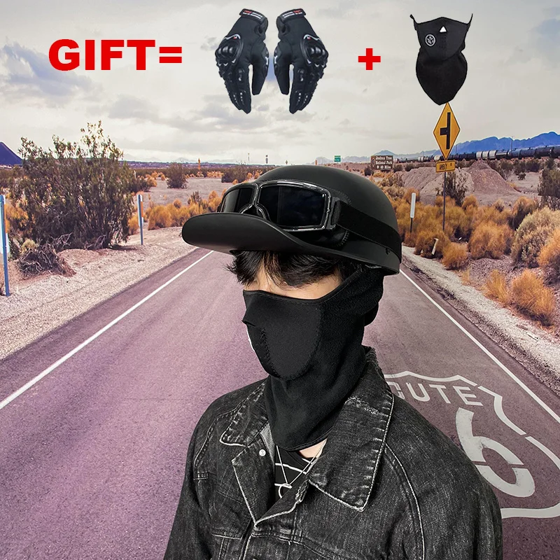 

Мотоциклетный шлем с открытым лицом в ретро стиле, 2 подарка, винтажный Гангстер для езды на мотоцикле, велосипеде, скутере, чоппер для взрос...