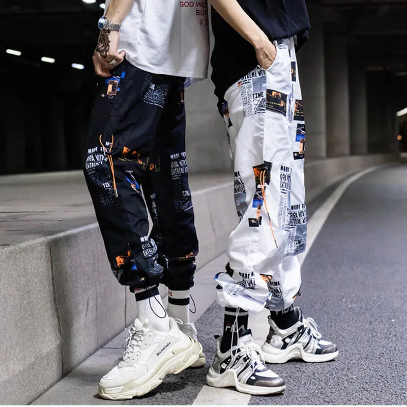 

Hip Hop Pants Men Loose Joggers Pants with Print Streetwear Harem Pants Clothes Ankle Length Trousers Harajuku Sport Casual