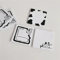 korean ins cartoon cute cow speckle memo pad black white student mini notes kawaii check list message paper stationery 50 sheets