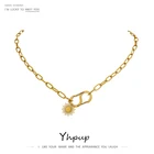 Ожерелье Yhpup 2021 316L из нержавеющей стали с подвеской Подсолнух, цветок неправильной формы, ювелирное изделие, шикарный металлический чокер, ожерелье для девушек, Подарочная бижутерия