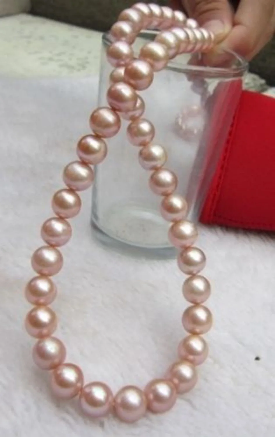 

Gorgeous 34 "10-11mm akoya white round freshwater cultured pearl necklace AAA