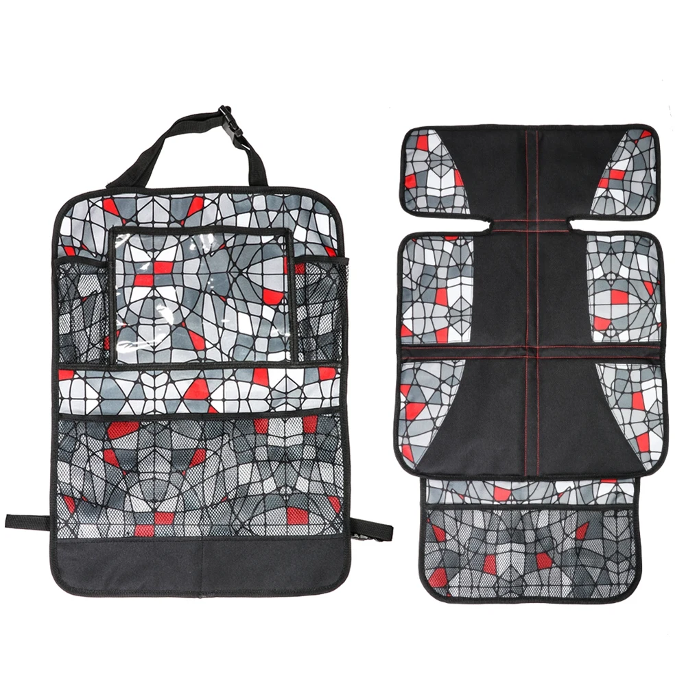 

2PCS Car Seat Protector Set Car Back Seat Car Organizer Car Seat Protector Under Mat Multi-Pocket Seat Protector