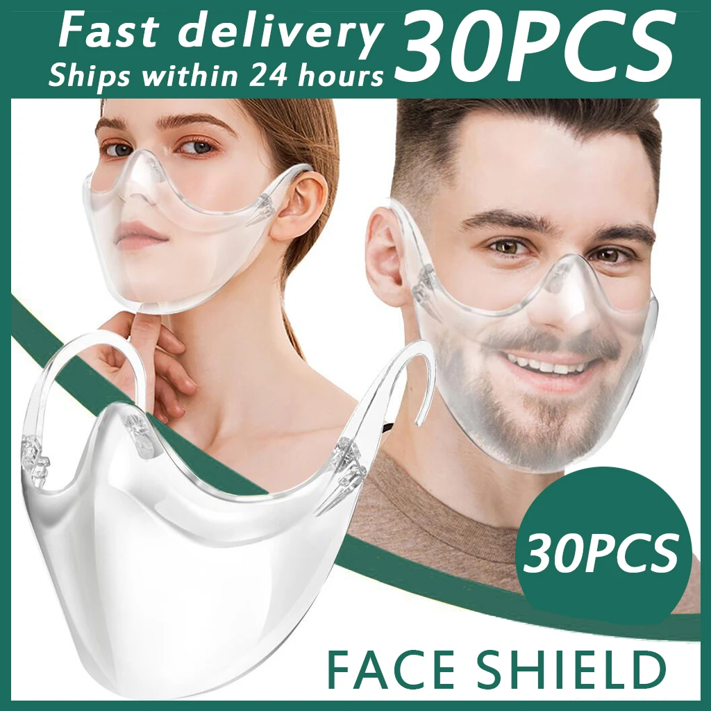 30 шт. прозрачная маска для лица против распыления многоразовая Защитная