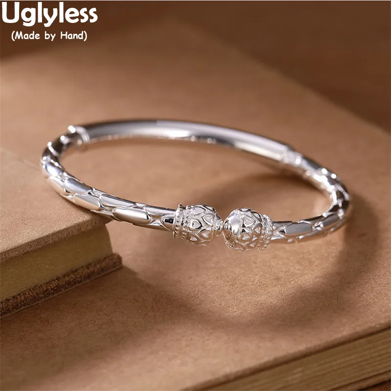 Блестящие Толстые браслеты без блеска из чистого серебра 999 пробы для женщин