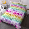 BlessLiving Watercolor Bedding Set Rainbow Colors Duvet Cover 3 Pieces Geometric Hipster Bedspreads Queen Colorful Home Textiles 1