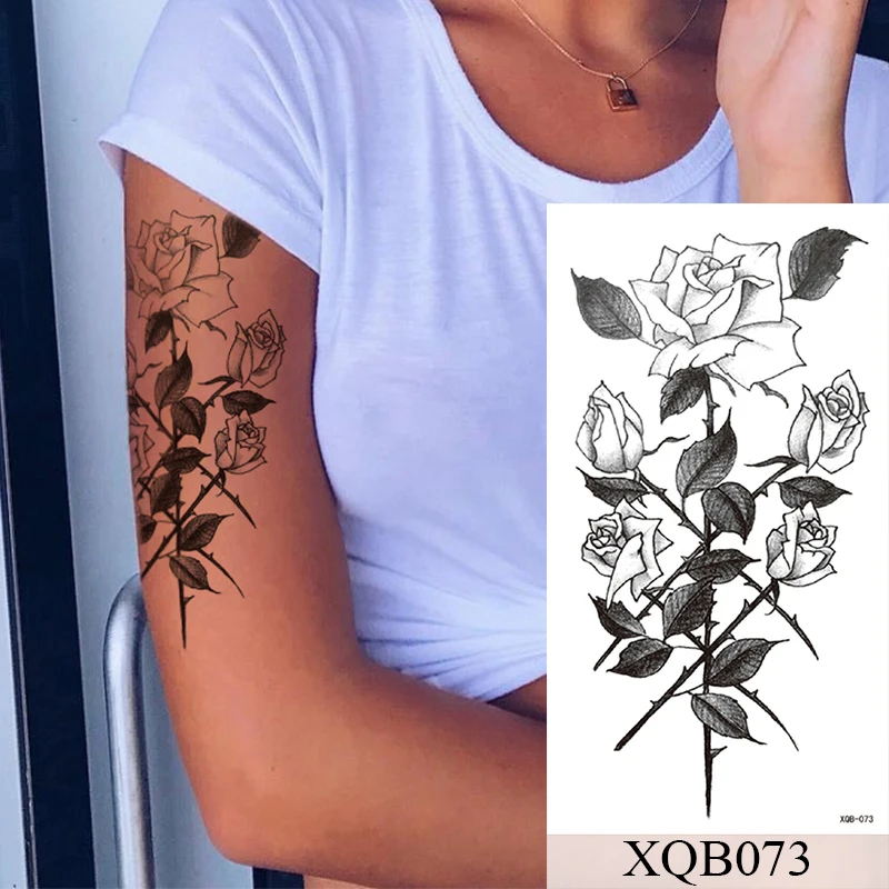 Waterproof Temporary Tattoo Sticker Rose Mandala Lotus Flash Tattoos Lion Fox Flowers Body Art Arm Fake Tatoo Women Men | Красота и