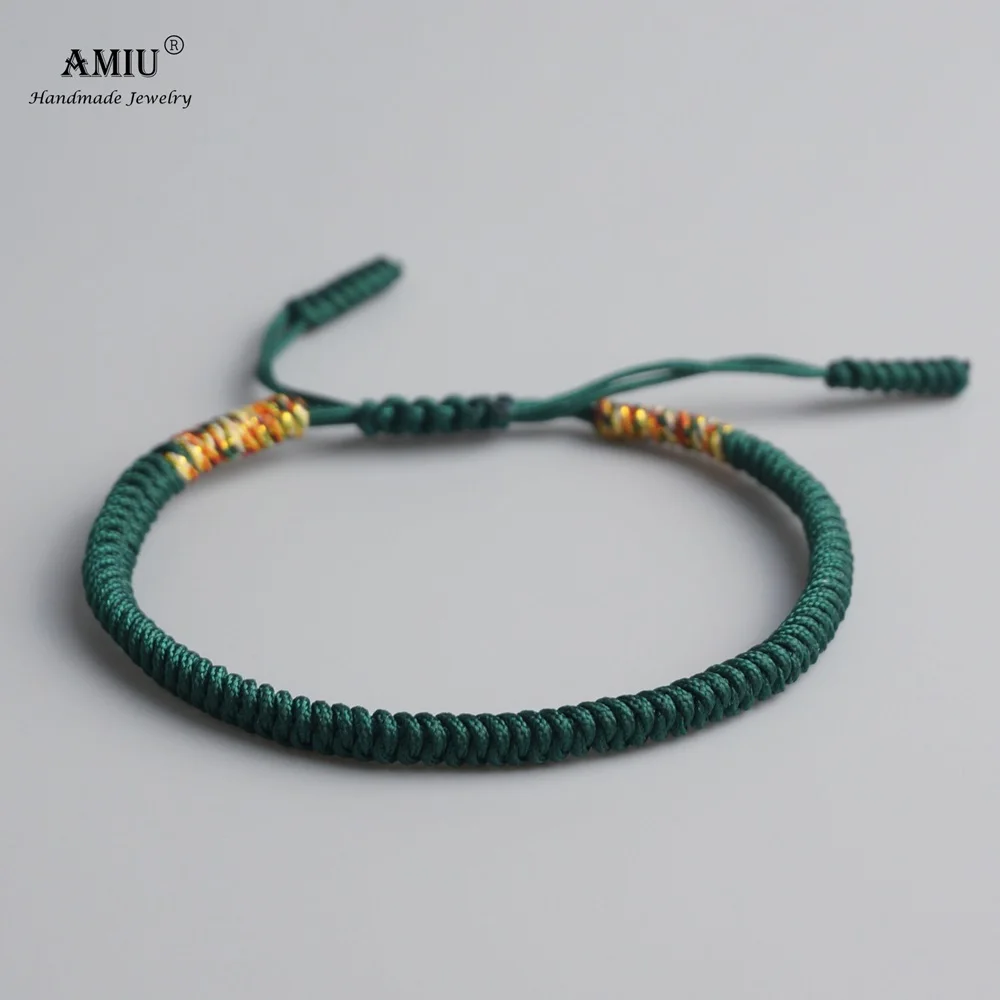 

AMIU Tibetan Buddhist Lucky Charm Tibetan Bracelets & Bangles For Women Men Handmade Knots Green Rope Christmas Gift Bracelet