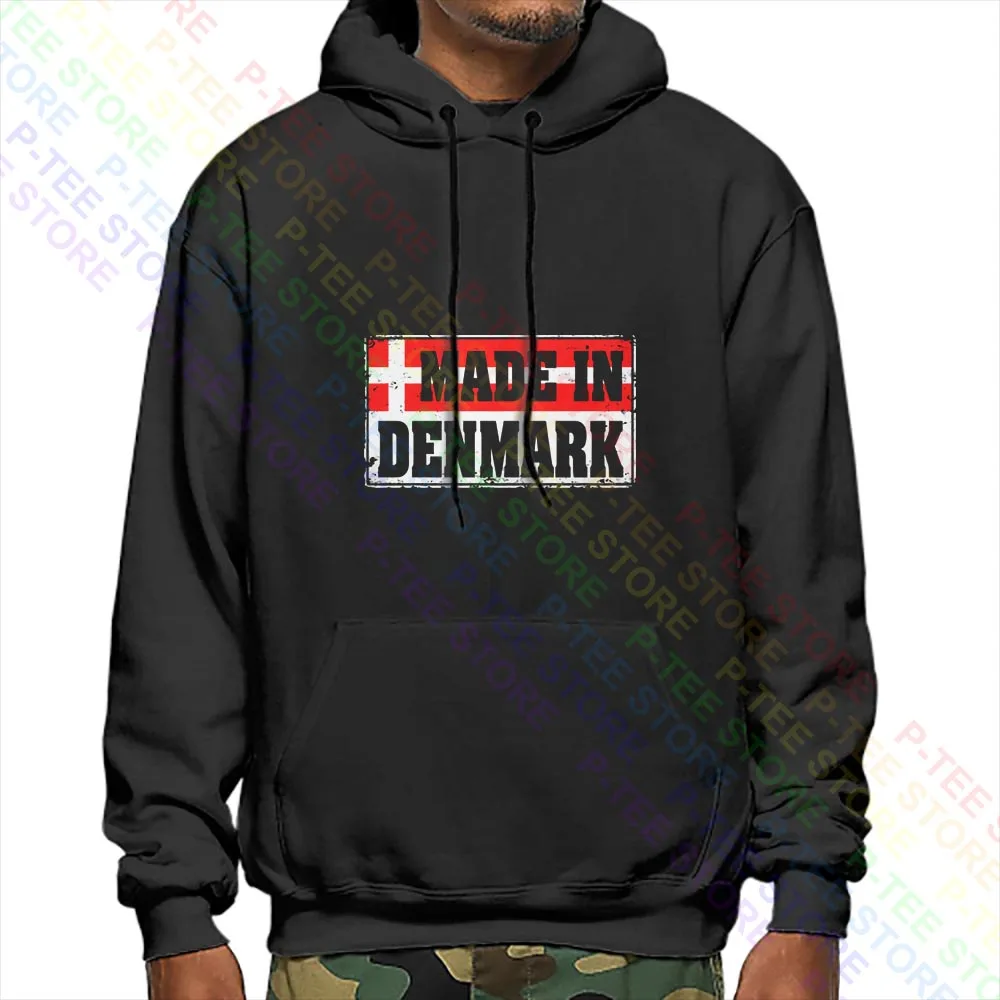 Мужская потертая Толстовка с принтом датского флага сделанная в Дании свитшоты