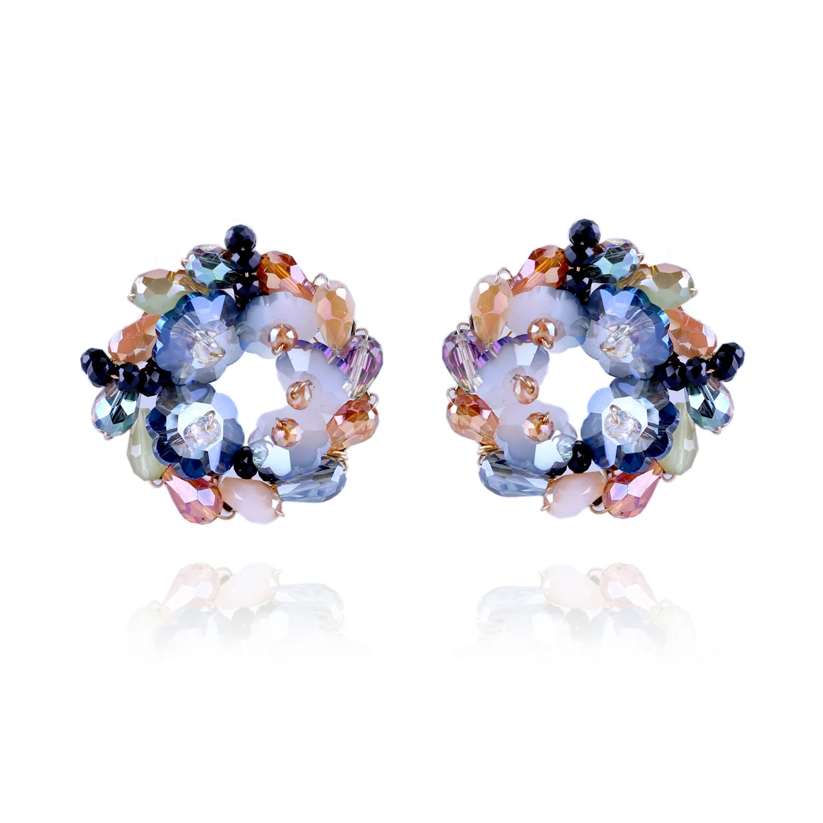 Модные серьги гвоздики с кристаллами для женщин и девочек эффектные круглые