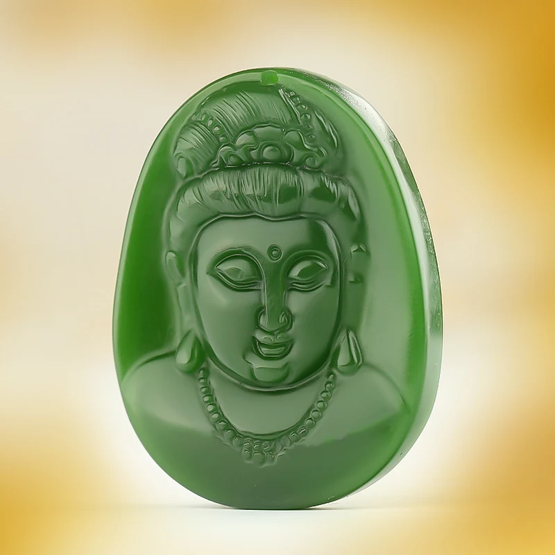 

Natural Xinjiang Hetian Jade Guanyin Pendant Necklace