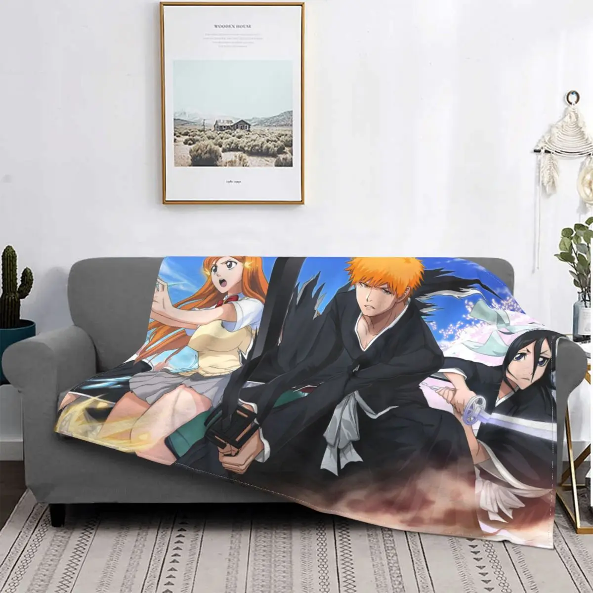 

Bleach Kurosaki Ichigo Young Comics Wrestle Portable Warm Throw Blankets for Bedding Travel