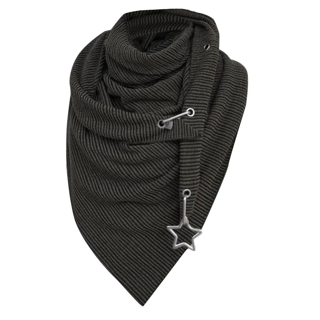 

Women Fashion Soild Star Printing Button Soft Wrap Casual High Street Warm Scarves Shawls Multi-purpose Shawl Scarf Solid