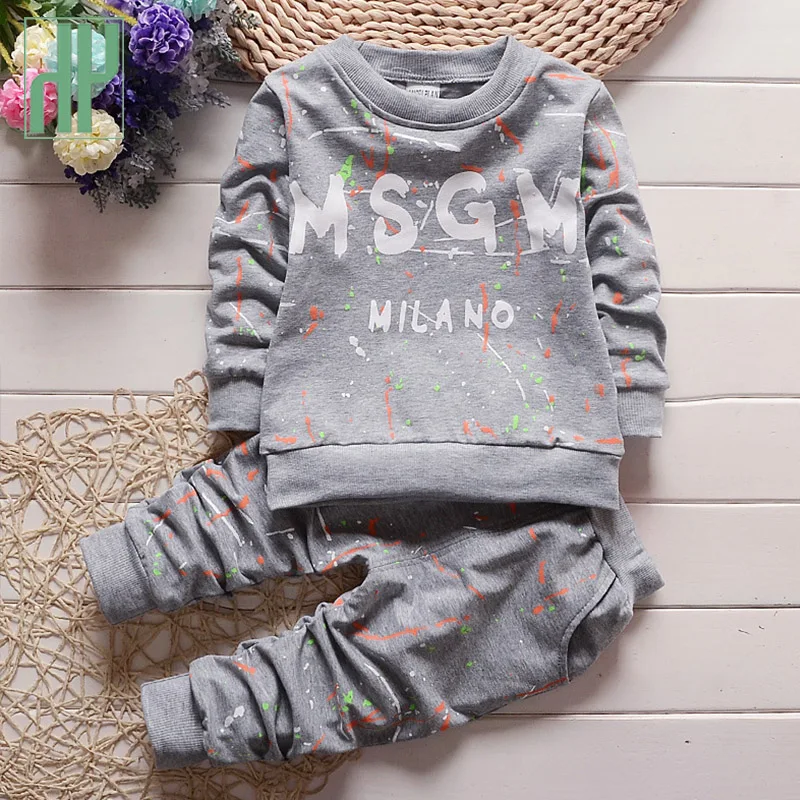 HH Toddler Outfits Boys Clothes Autumn Winter Kids tracksuit Hooded+Pant Children Clothing Suit For Sets 2 3 4 Year | Детская одежда и