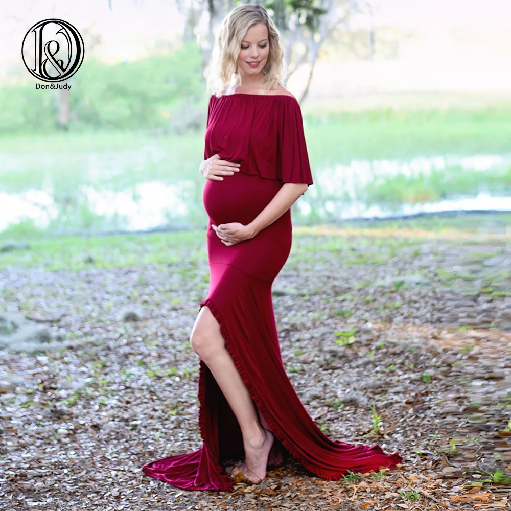 

Don&Judy Shoulderless Long Sleeve Pregnancy Dress Photography Props Maternity Maxi Gown Dresses For Photo Shoot Pregnant Women