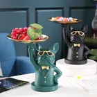 Скандинавская скульптура французского бульдога, статуя собаки из смолы, украшение стола для хранения ювелирных изделий, Подарочная тарелка, поднос для очков, художественный Декор