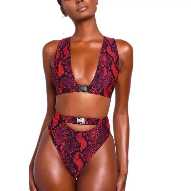 

Купальник женский, бикини со змеей и высокой талией