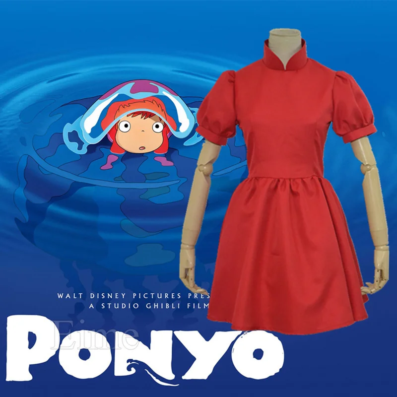 

Костюм для косплея понё из аниме-фильма, красивое красное платье на Хэллоуин, изготовленное на заказ для женщин и детей