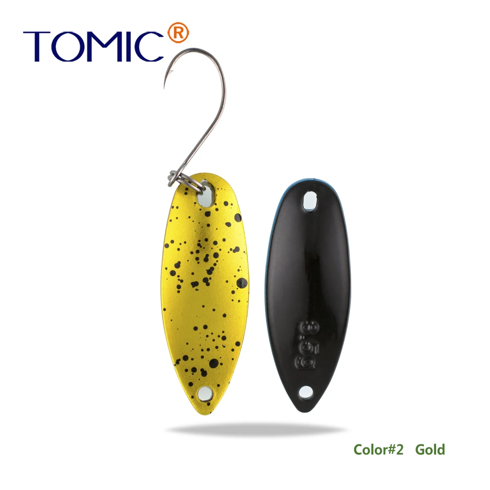 Gold Tomic 2 г 3,5 г 5,5 г латунные рыболовные лезвия 1 шт. набор сверхлегкий УФ цвет металлическая приманка микро литье форель бас ложка - Цвет: Gold