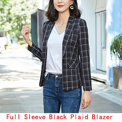 Black Blazer 2 Летняя одежда, Женские клетчатые повседневные блейзеры и куртки, женские куртки с коротким рукавом и одной пуговицей с карманами - Цвет: Black Blazer 2