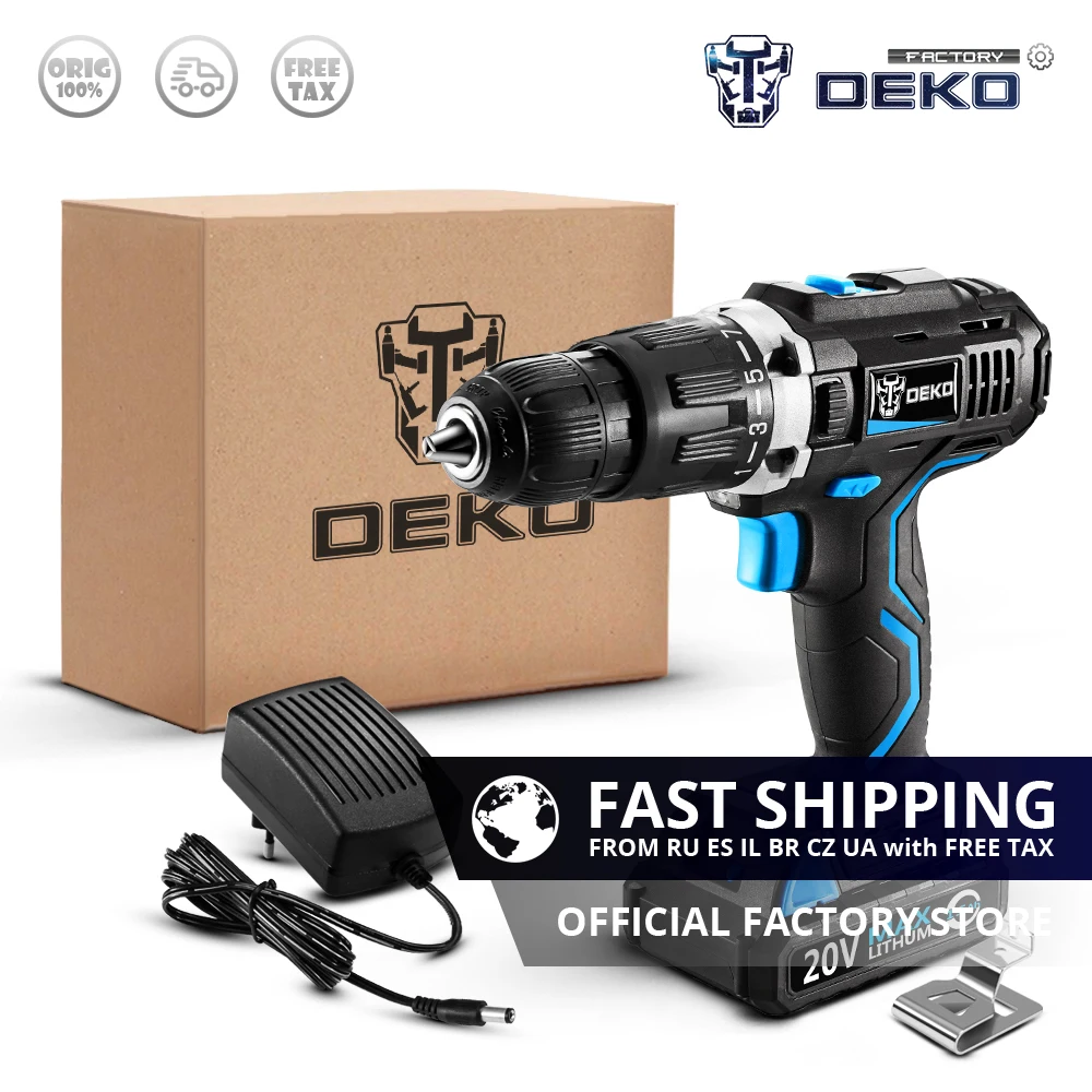 DEKO GCD20DU3 20V Аккумуляторная дрель DC электрическая отвертка DIY литий ионный