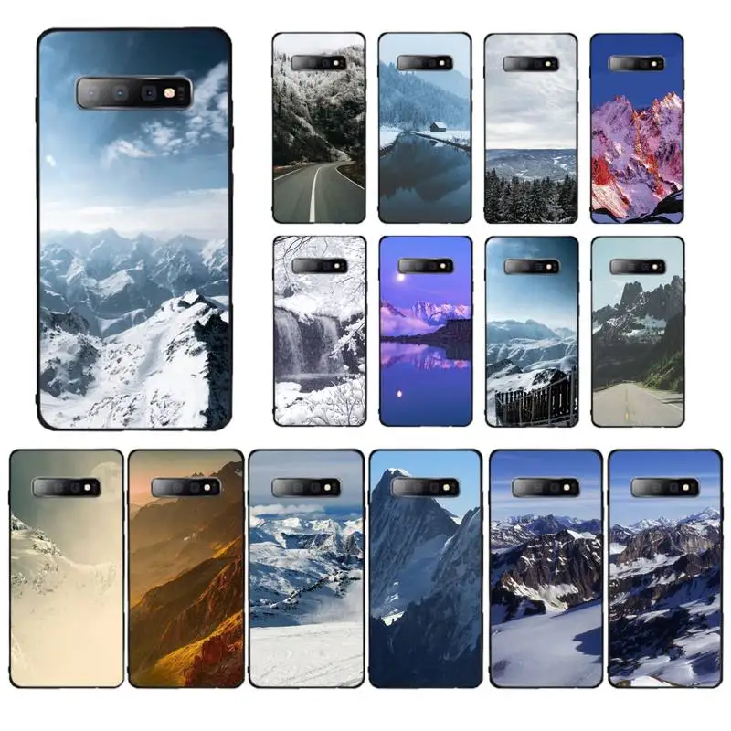 

YNDFCNB Black White Mountain Pine Tree Forest Mountain Peak Mist Phone Case for Samsung S10 21 20 9 8 plus lite S20 UlTRA 7edge