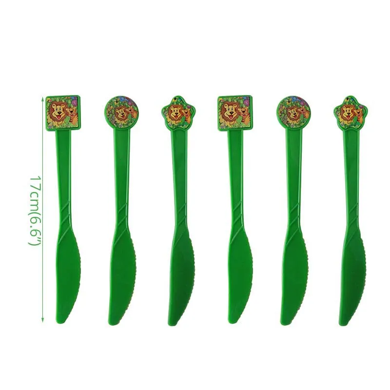 6pcs plastic knife Набор шаров в виде животных джунглей, украшения для вечеринки на день рождения, Детские шары в стиле сафари, животные в виде джунглей, товары для вечеринок, Декор - Цвет: 6pcs plastic knife