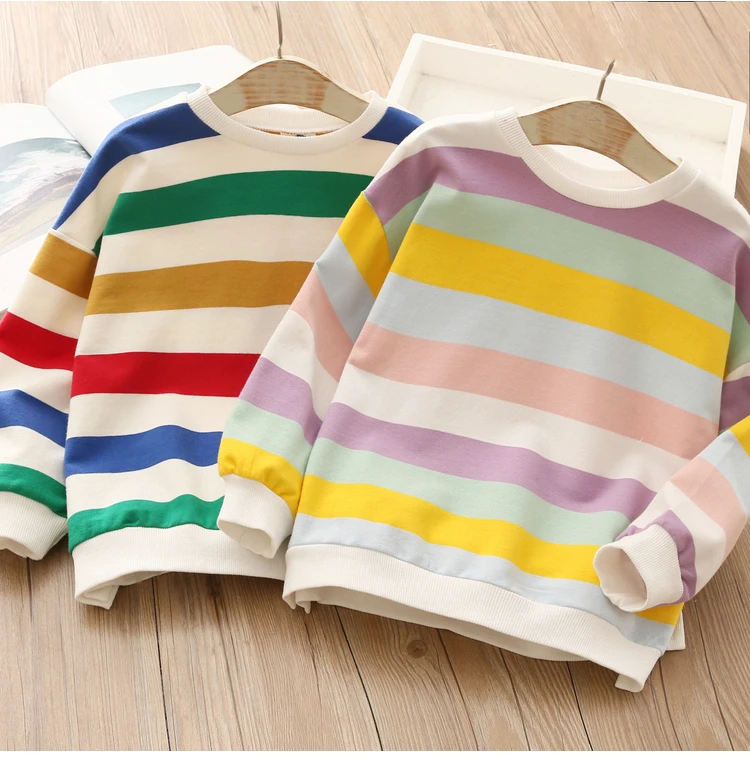 

2020 Rainbow Sweatshirts Baby Girls Boys Hoodies Toddler Kids Sweatshirts Children's O Neck Long Sleeves Hoodies Clothes DE71