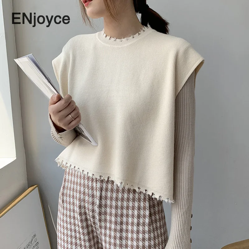 Осенний модный дизайнерский свитер с круглым вырезом женские свободные топы