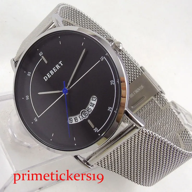

New Arrival 40mm Luxury Quartz Men's Watch With Date Indicator Sapphire Glass Alloy Bracelet Black Dial Round Watch Case