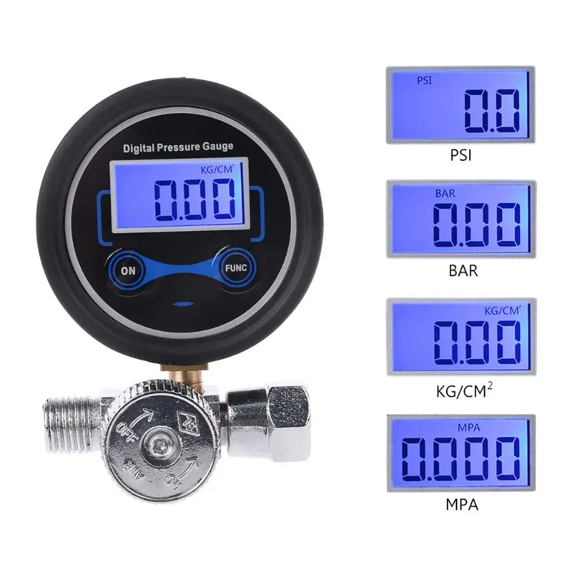 

Digital 1/4" 200PSI Air Pressure Regulator Gauge Control Valve for Spray Gun