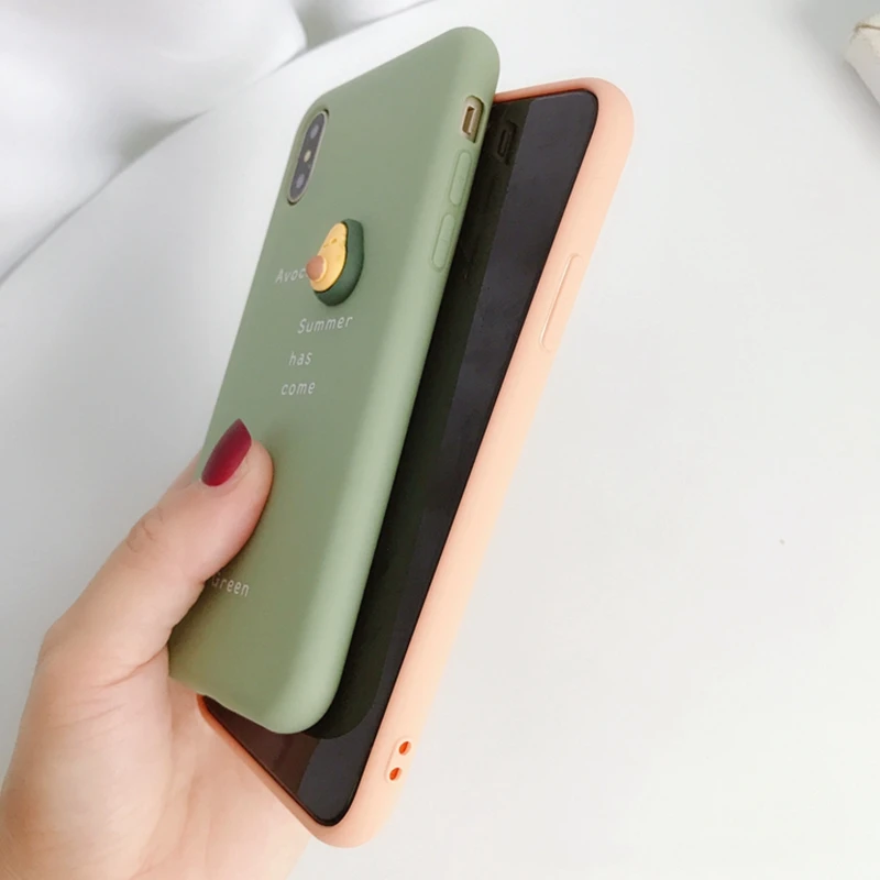 3D карамельный цвет авокадо Письмо Мягкий чехол для телефона iPhone 11 Pro XS MAX XR X