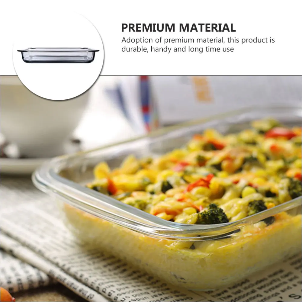 

1pc Household Heat-resistant Glass Baking Tray Home Baked Rice Glass Plate