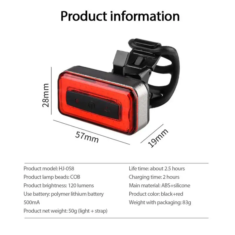 

Universal Bicycle Rear Light USB Charging Bike Tail Lights Waterproof Ultra-light Warning Light Night Cycling Accessories
