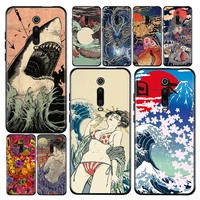 japanese wave anime dragon silicone cover for xiaomi redmi k40 gaming k30i k30t k30s k30 ultra k20 10x pro 5g black phone case