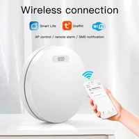 tuya smart wifi fire smoke detector smart life app household wireless smoke sound and light alarm sensor home security system