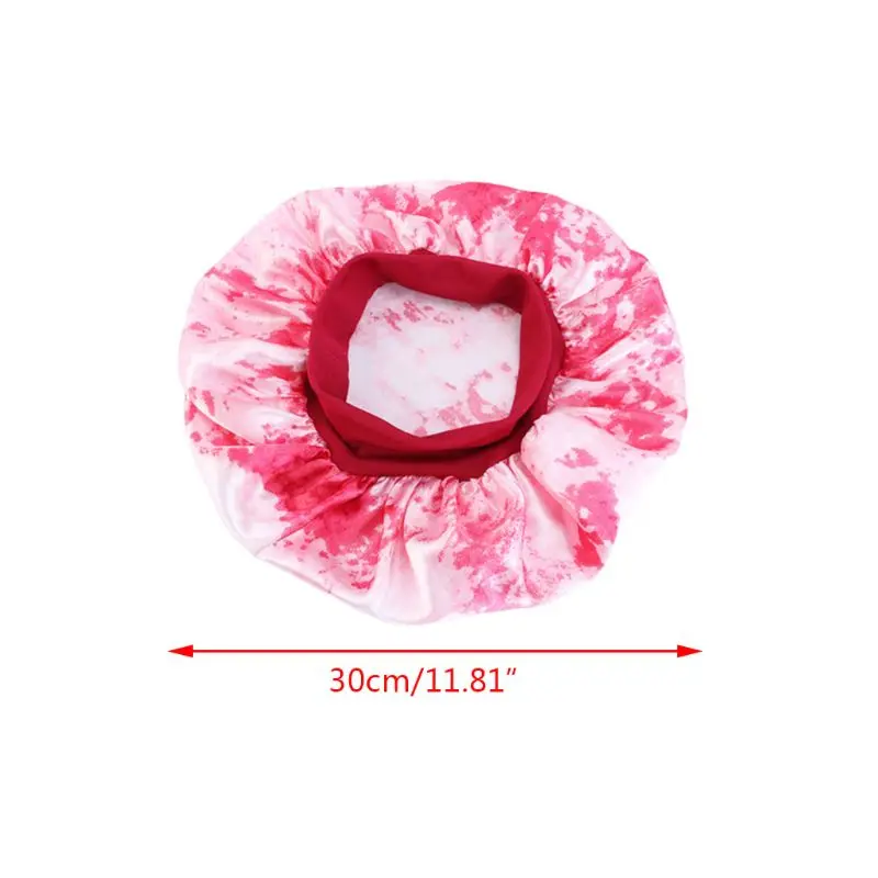 

Women Gradient Tie-Dye Satin Bonnet Sleeping Cap Elastic Wide Band Night Head Cover Hair Loss Chemo Turban Hat Hair Wrap