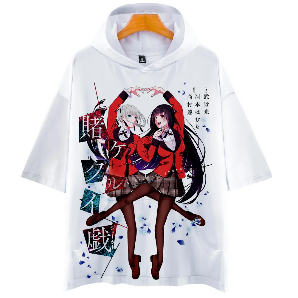 

Japan Anime Kakegurui 3D Print Hooded T Shirt Women Men Jabami Yumeko Momobami Kirari Short Sleeve Funny Tshirt Cosplay Costume